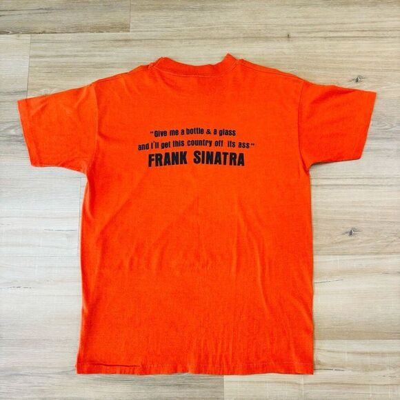Vintage 70s Frank Sinatra Single Stitch Orange Shirt Size XL Rat Pack Classic - Picture 1 of 6
